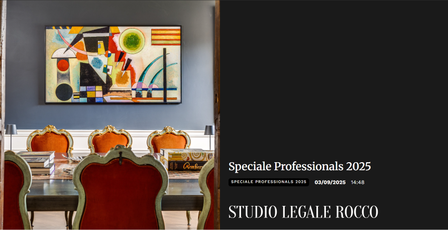 Forbes Italia — Speciale Professionals 2025: Studio Legale Rocco