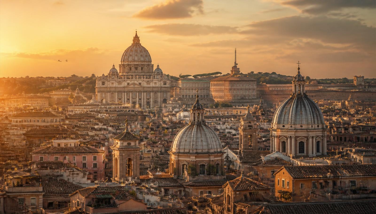 Tetti di Roma al tramonto
